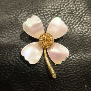 Mother Of Pearl Flower Pin Brooch